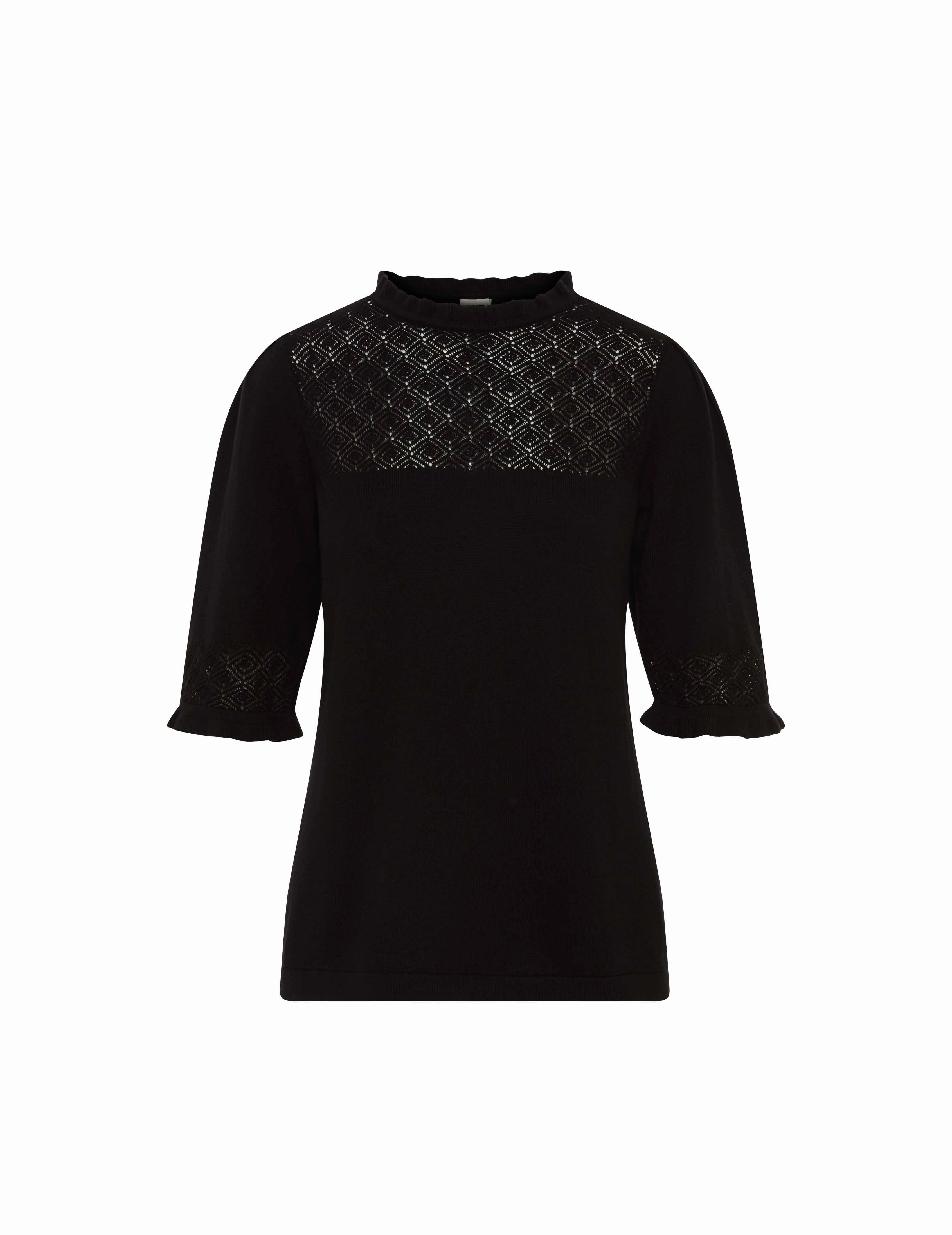 Puff Sleeve With Ruffle Neck Top- Sale