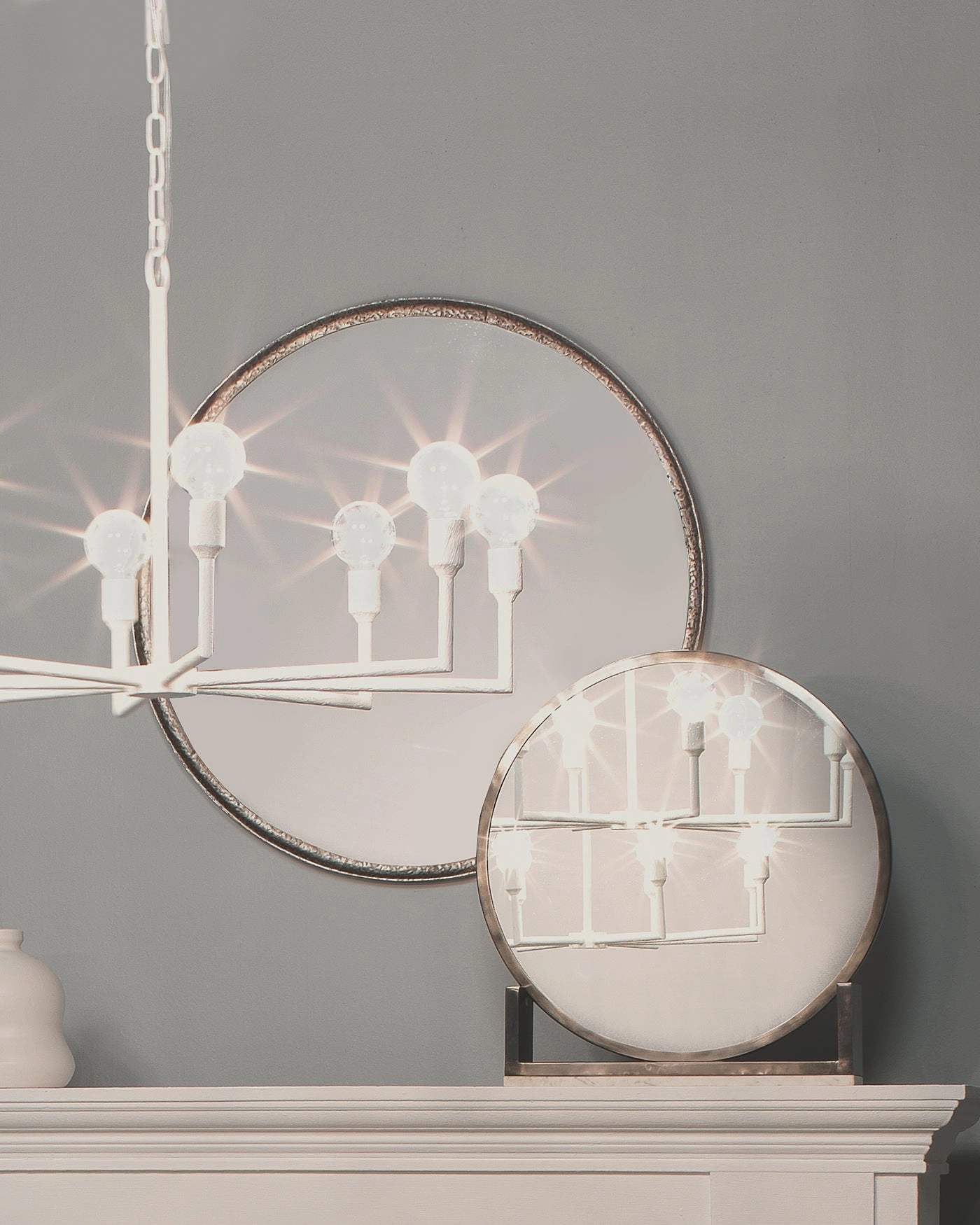 Refined Round Mirror Silver Leaf