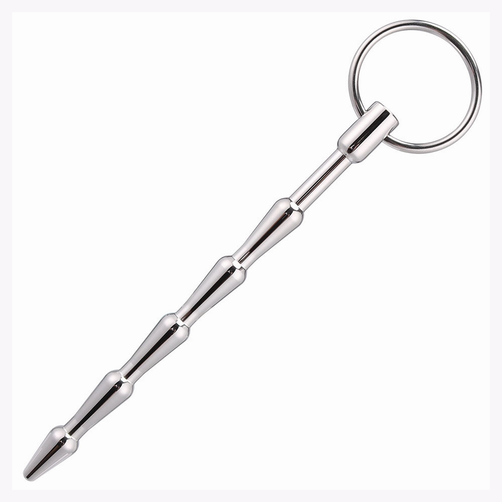 Ridged Stainless Steel Urethral Sound With Interchangeable Rings