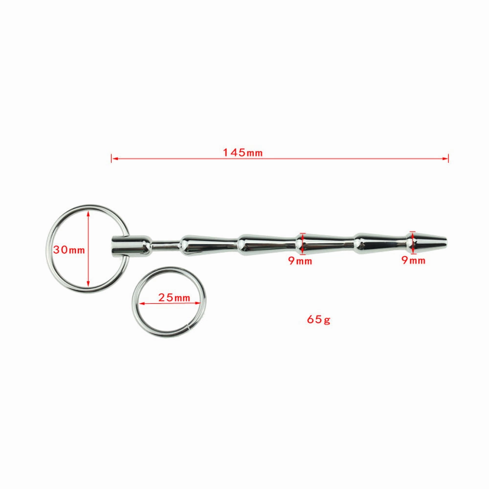 Ridged Stainless Steel Urethral Sound With Interchangeable Rings