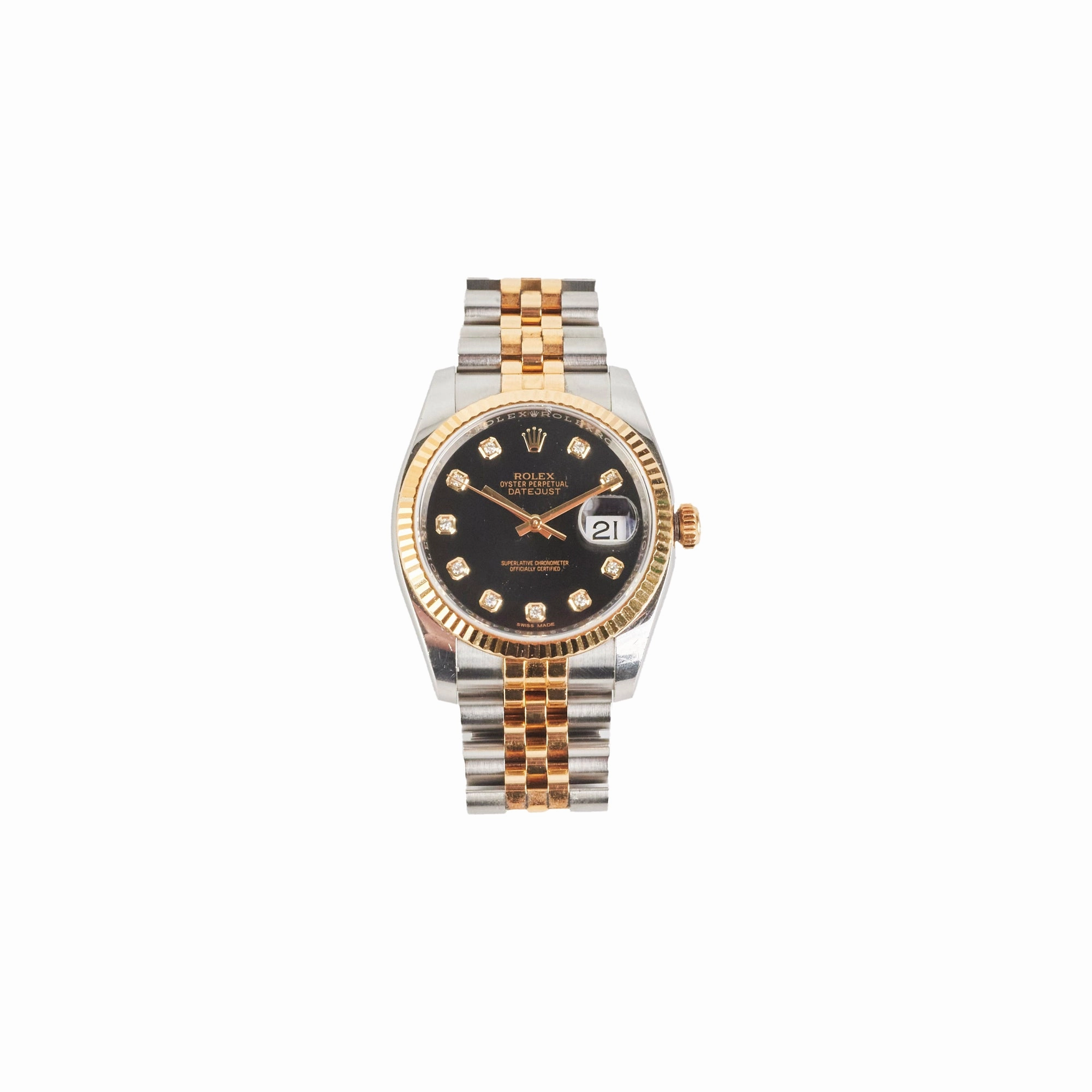 Rolex 36mm Datejust Two Toned with Diamonds Black - 116233