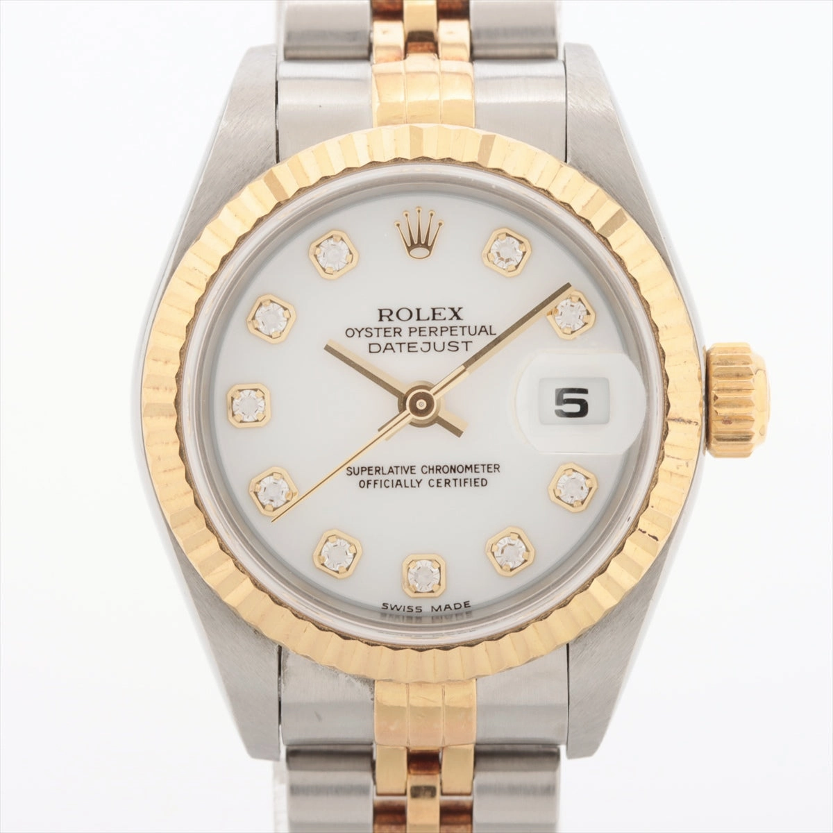 Rolex Datejust 26mm White Face Two Toned with Diamonds Watch
