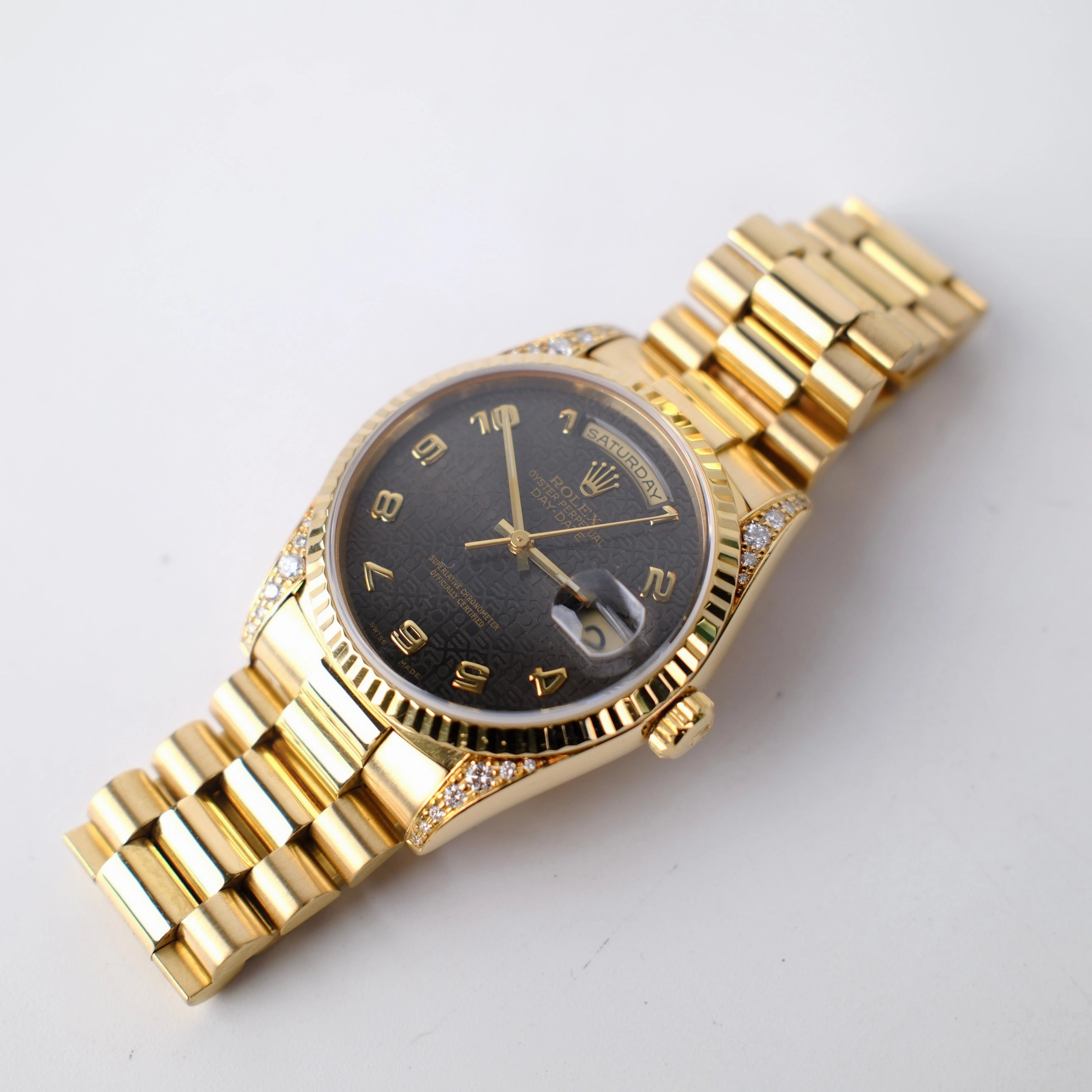 Rolex Day Date 36mm Gold Diamond Bronze Dial Watch