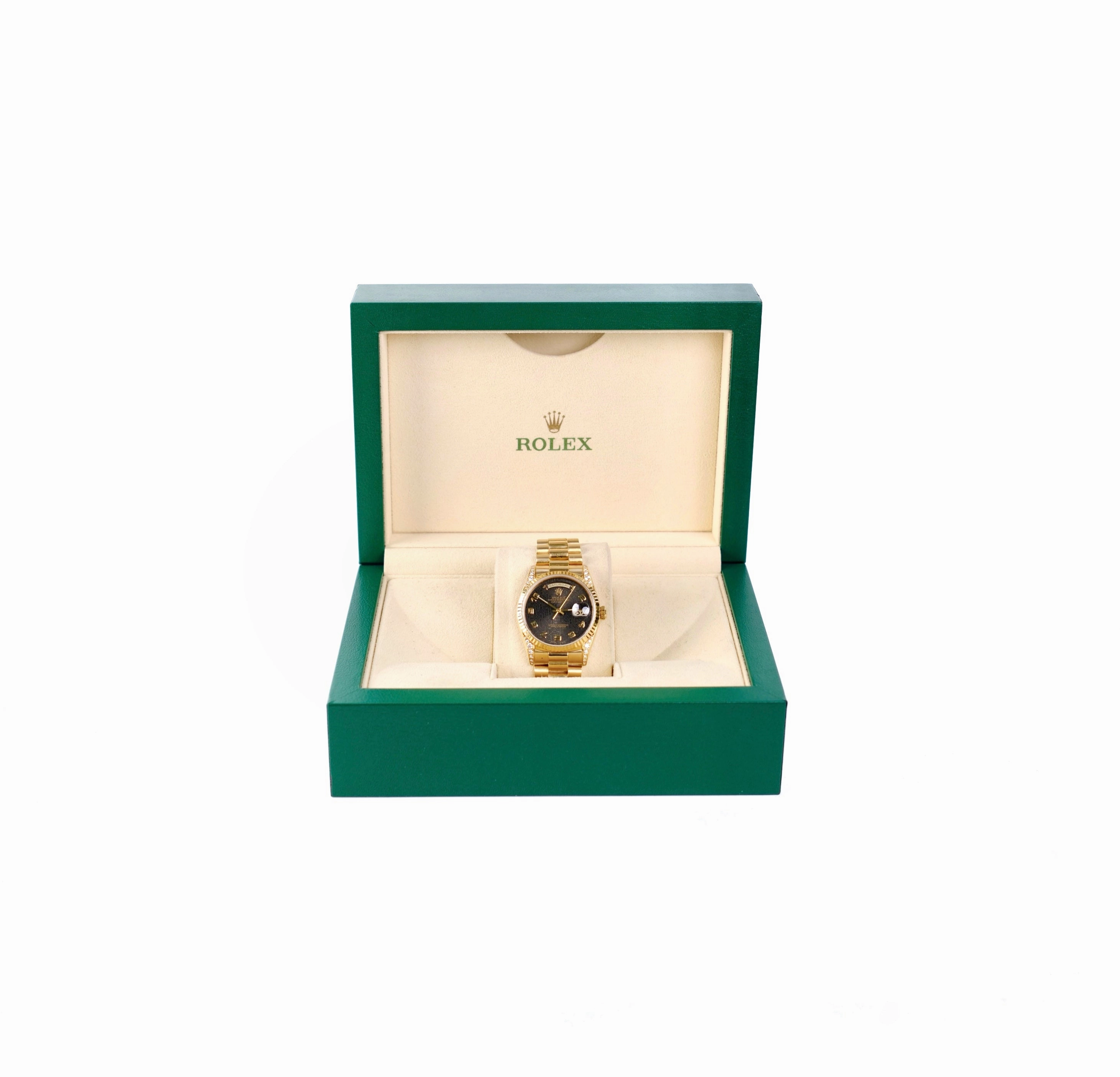 Rolex Day Date 36mm Gold Diamond Bronze Dial Watch