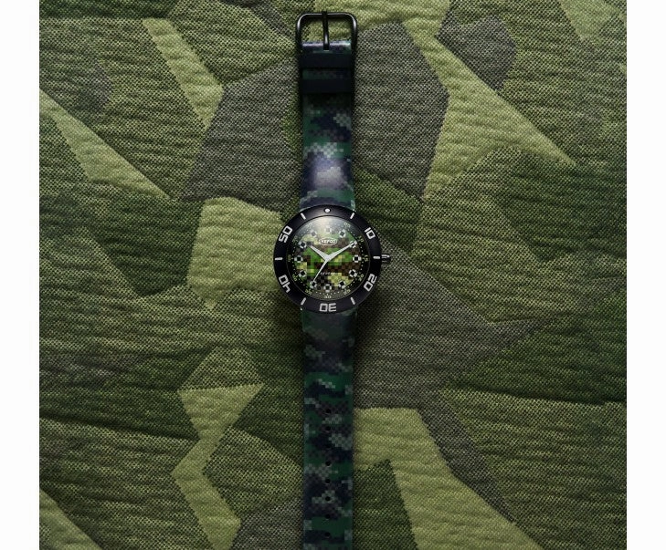 Seapod Pixpat black pvd pixel dial and strap 2025 - SOO3-PIX-LB