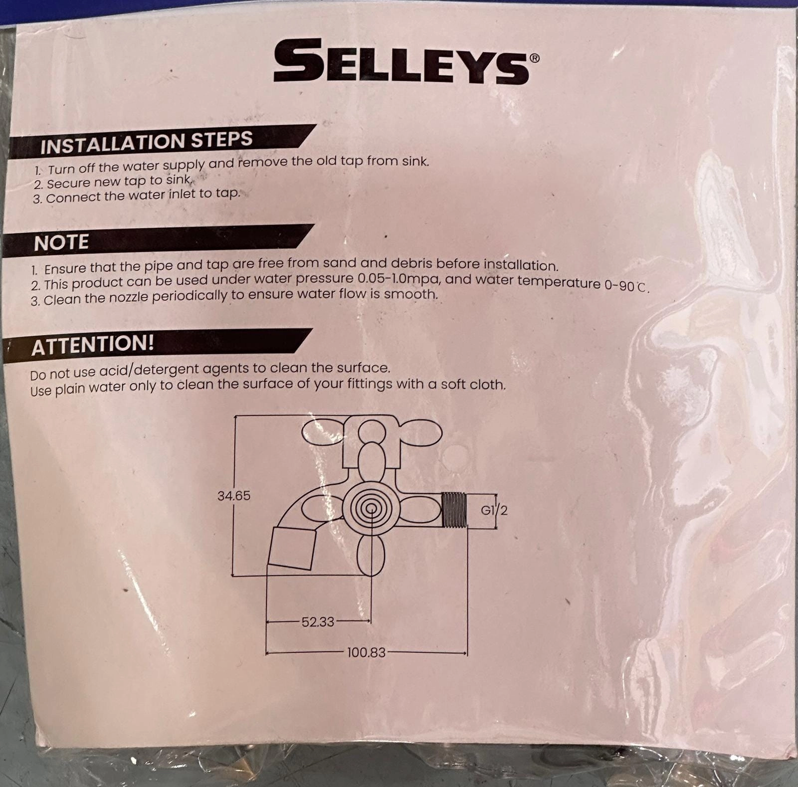 Selleys SS304 Basin 2Way Tap - Cross Handle | Model : SEY-S60402