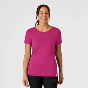Silky Knit Short Sleeve Tee - Hot Pink