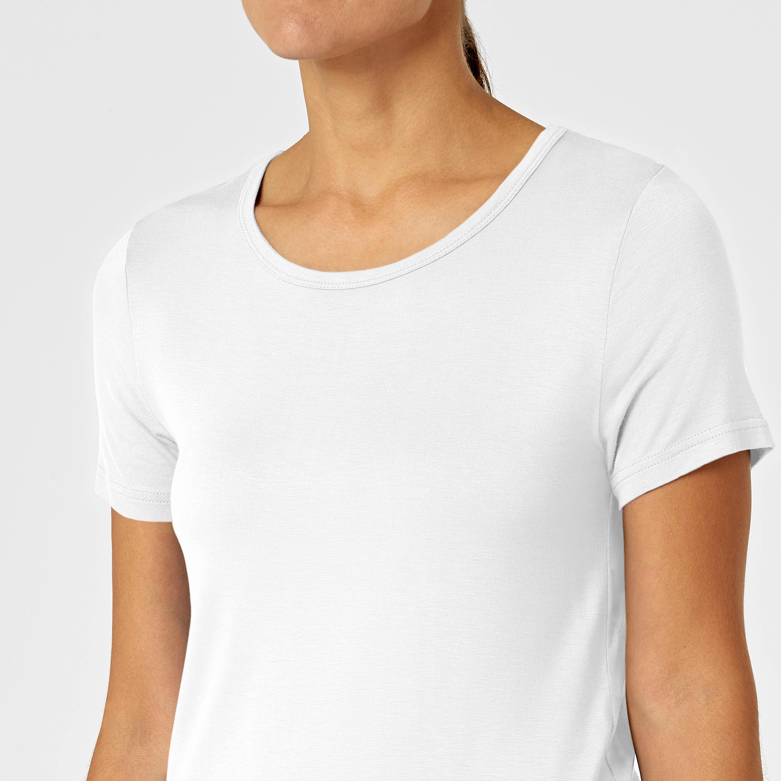 Silky Knit Short Sleeve Tee - White
