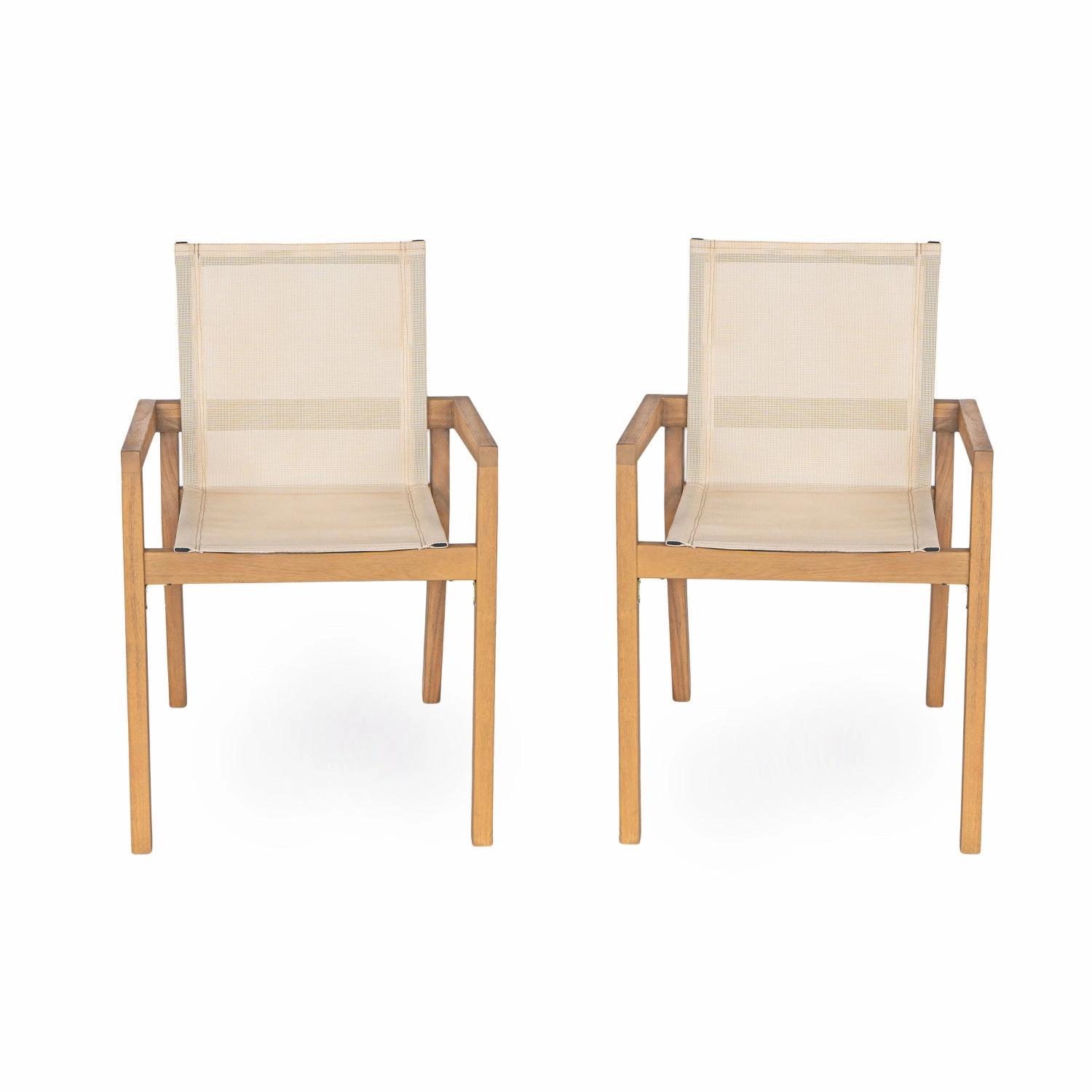 Streamdale Acacia Wood & Mesh Outdoor Dining Chairs (Set of 2)