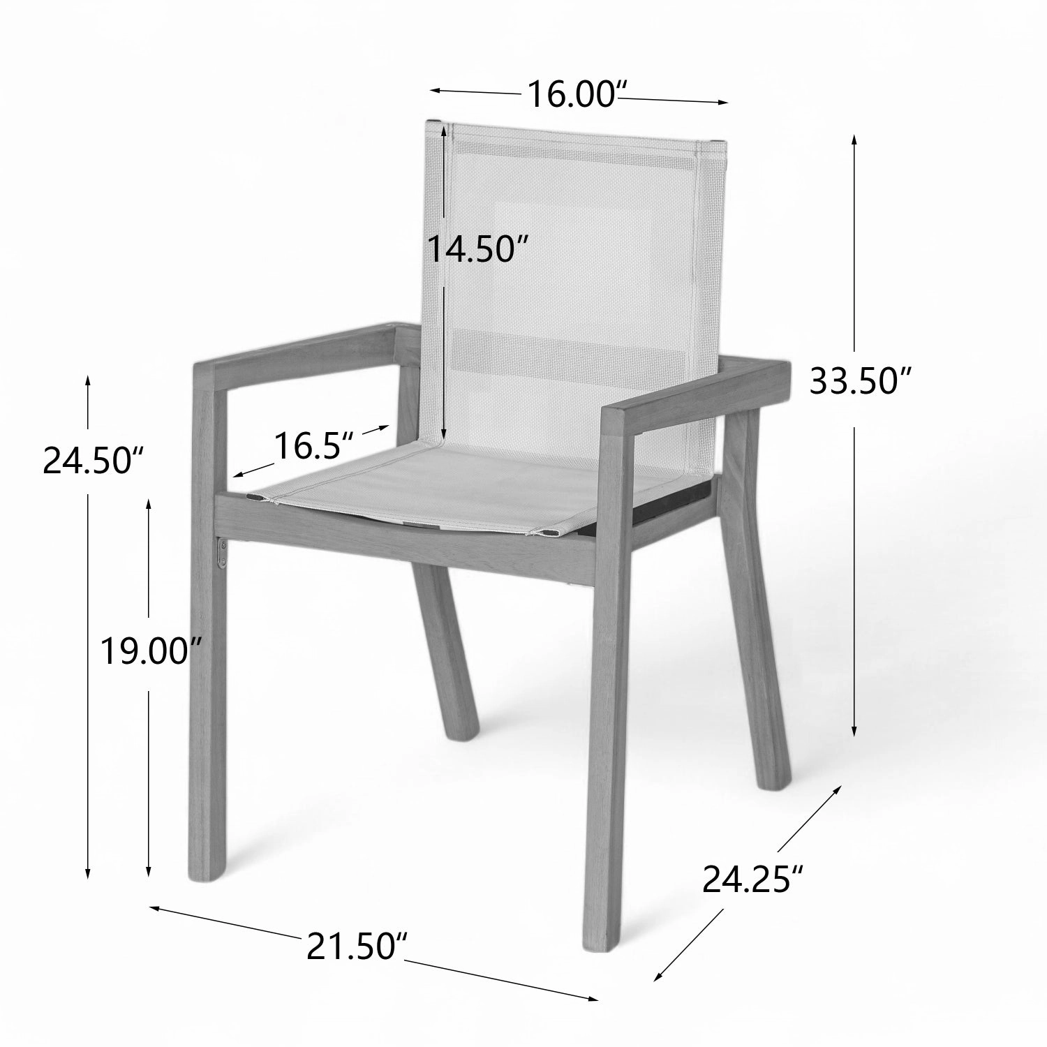 Streamdale Acacia Wood & Mesh Outdoor Dining Chairs (Set of 2)