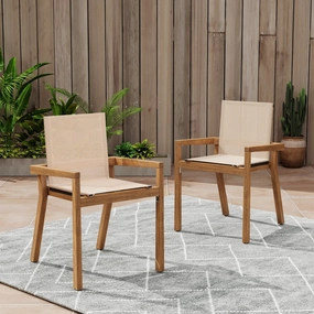 Streamdale Acacia Wood & Mesh Outdoor Dining Chairs (Set of 2)