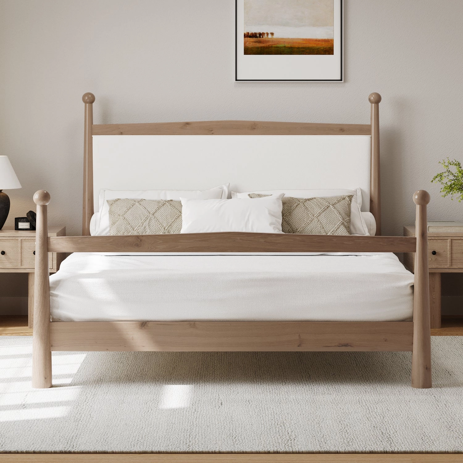 Streamdale Queen Pine Platform Bed Headboard