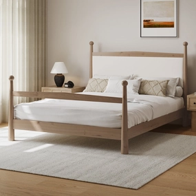 Streamdale Queen Pine Platform Bed Headboard