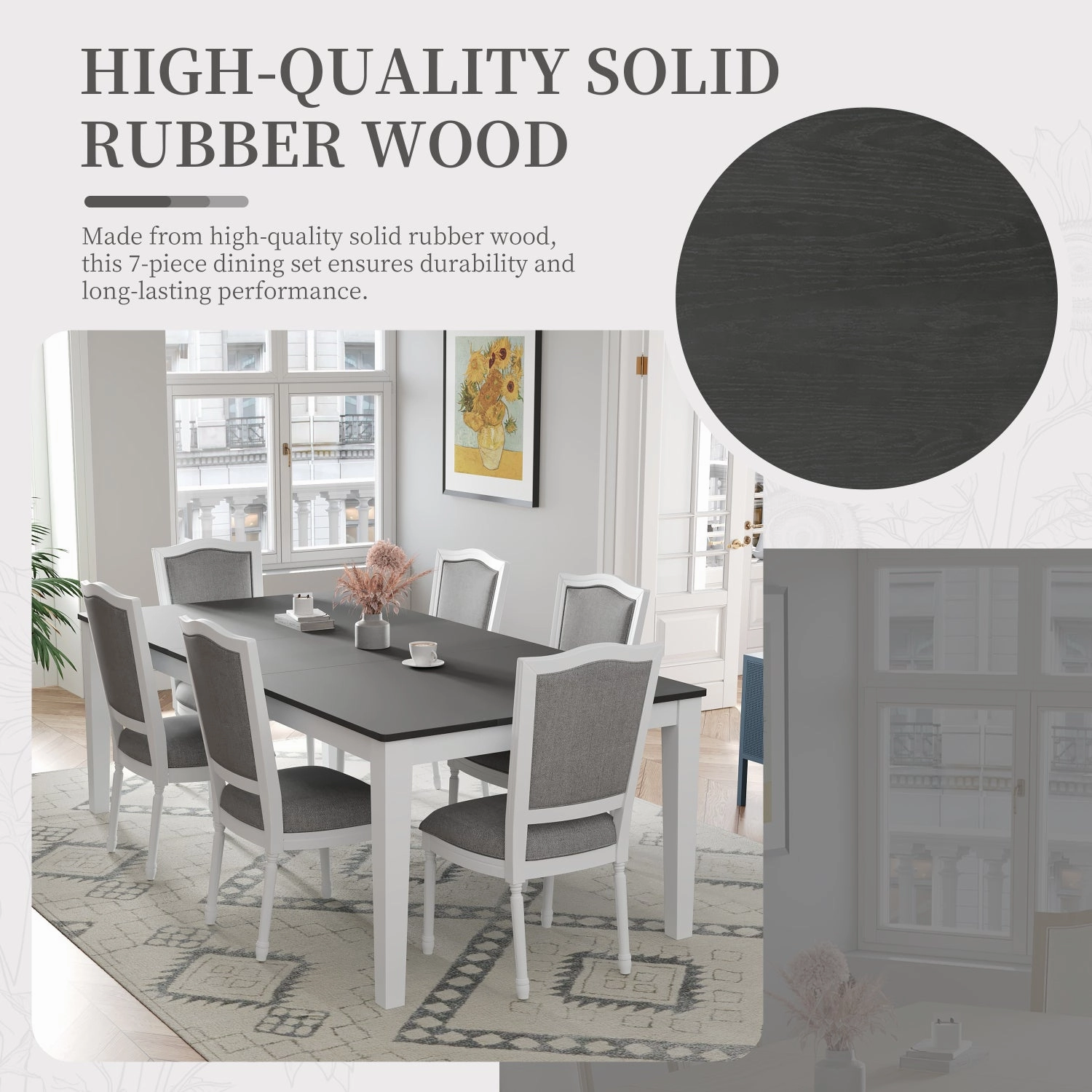 Streamdale Rustic Extendable Dining Set: 78" Table, 6 Chairs, Drawers