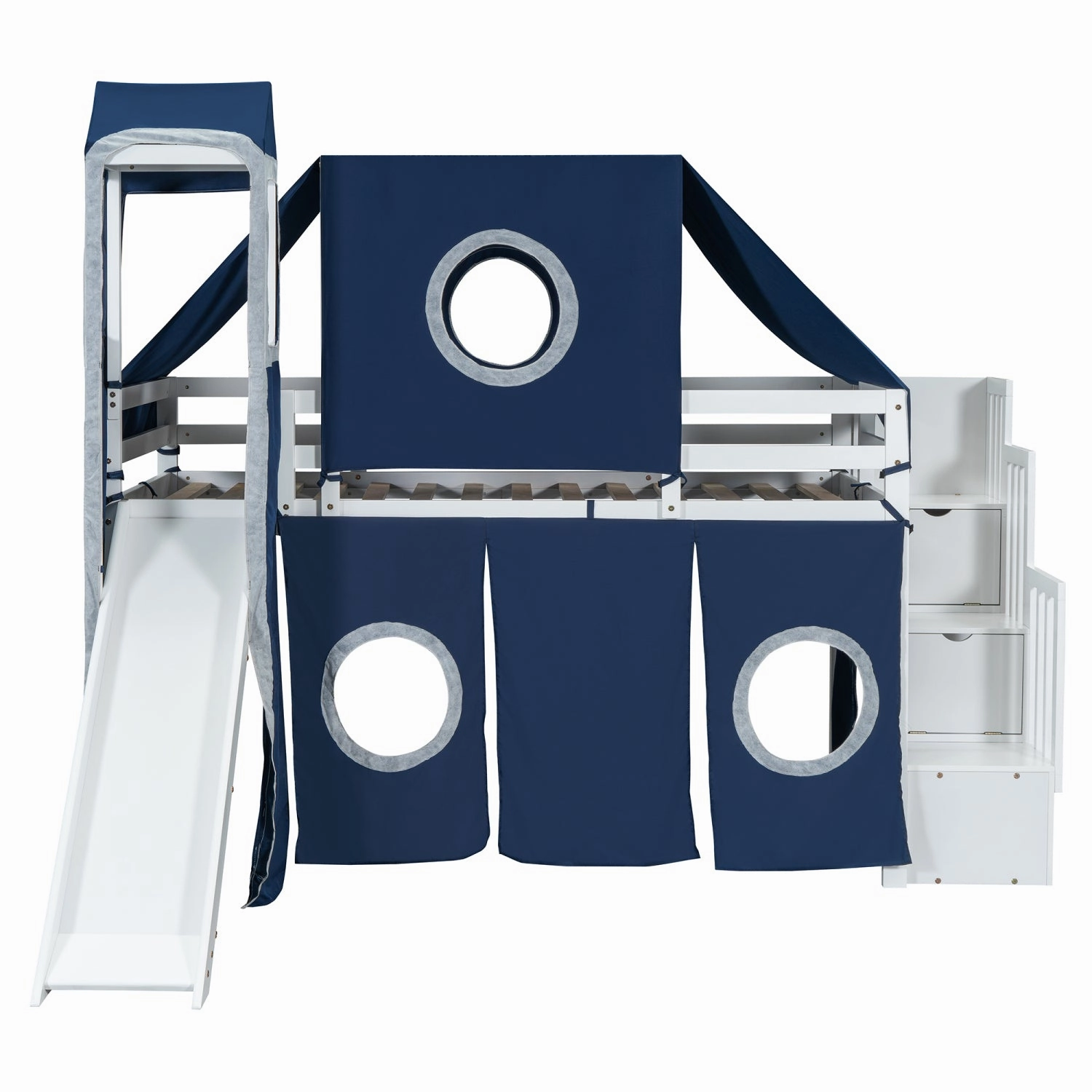 Streamdale Twin Size Loft Bed with Tent and Tower