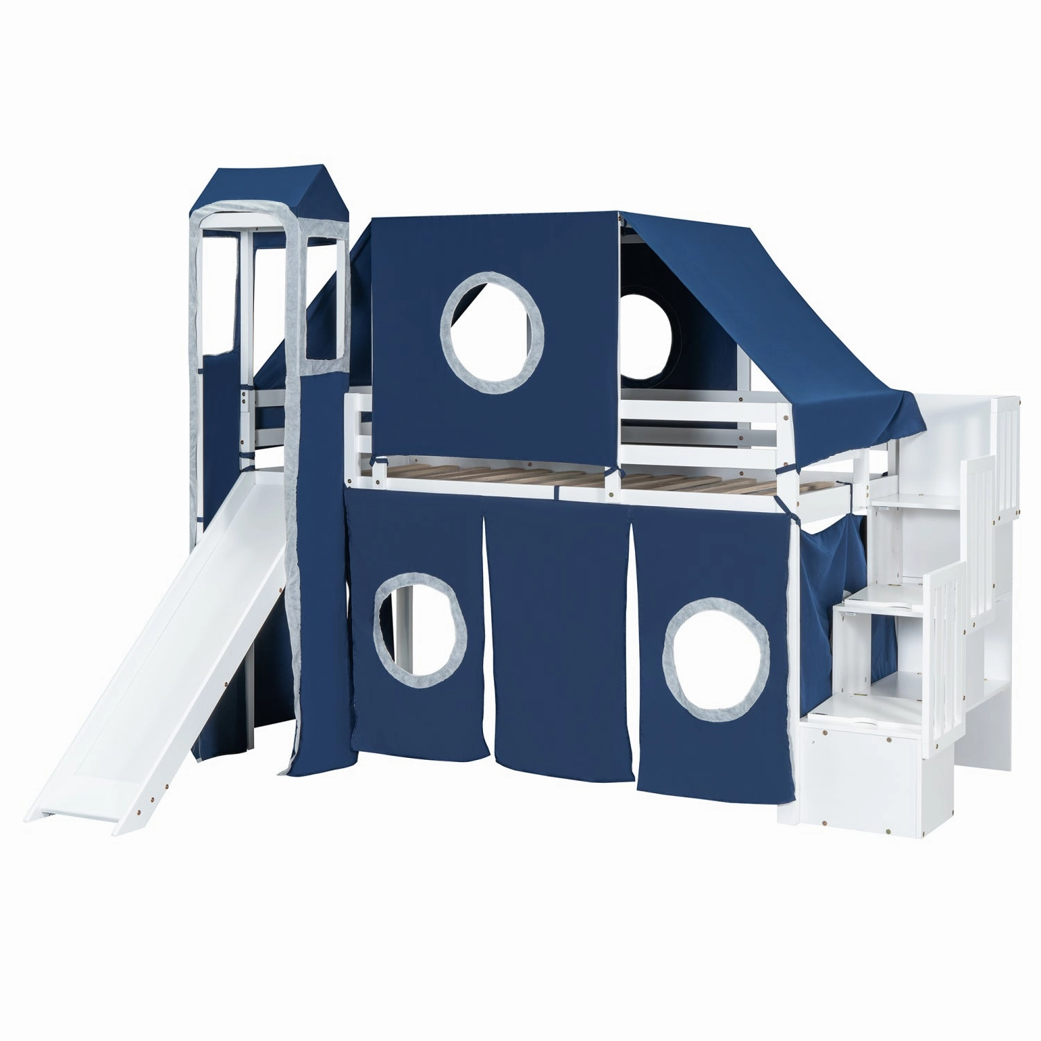 Streamdale Twin Size Loft Bed with Tent and Tower