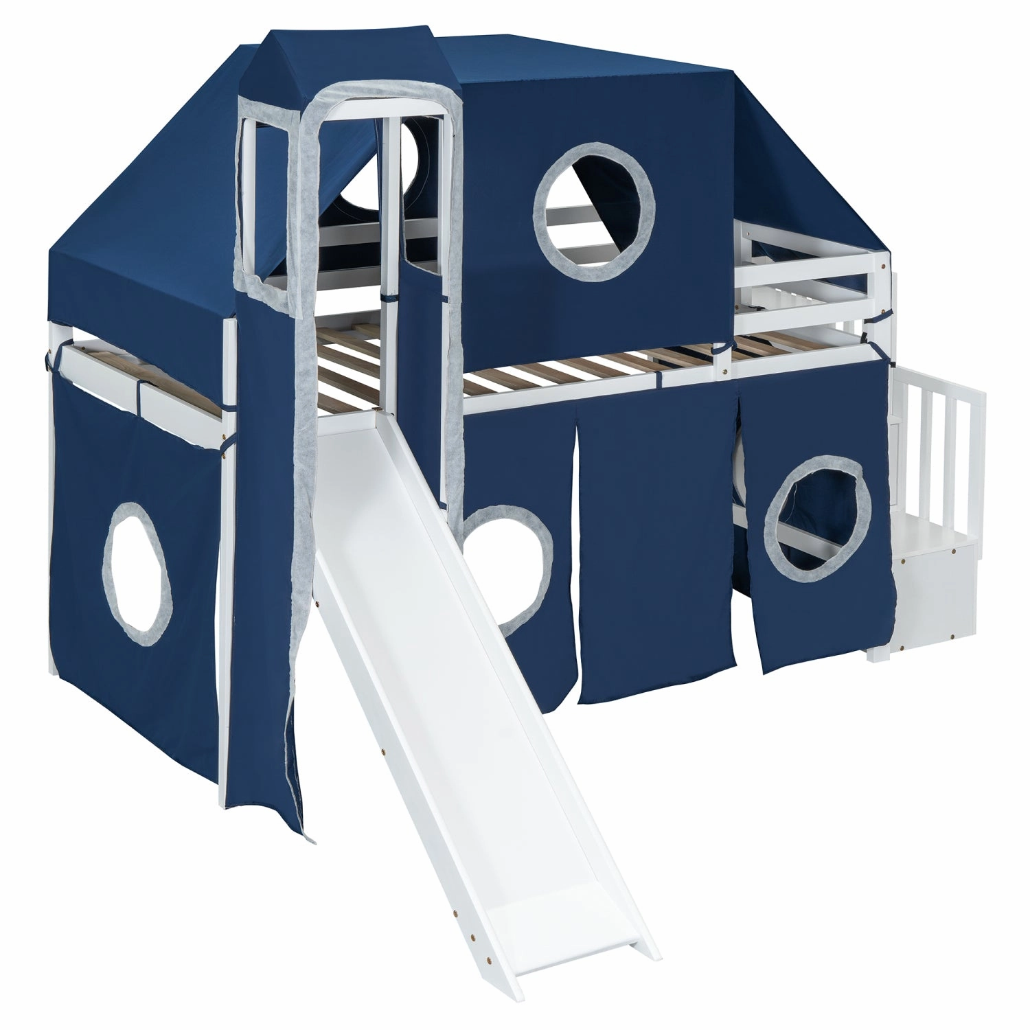 Streamdale Twin Size Loft Bed with Tent and Tower