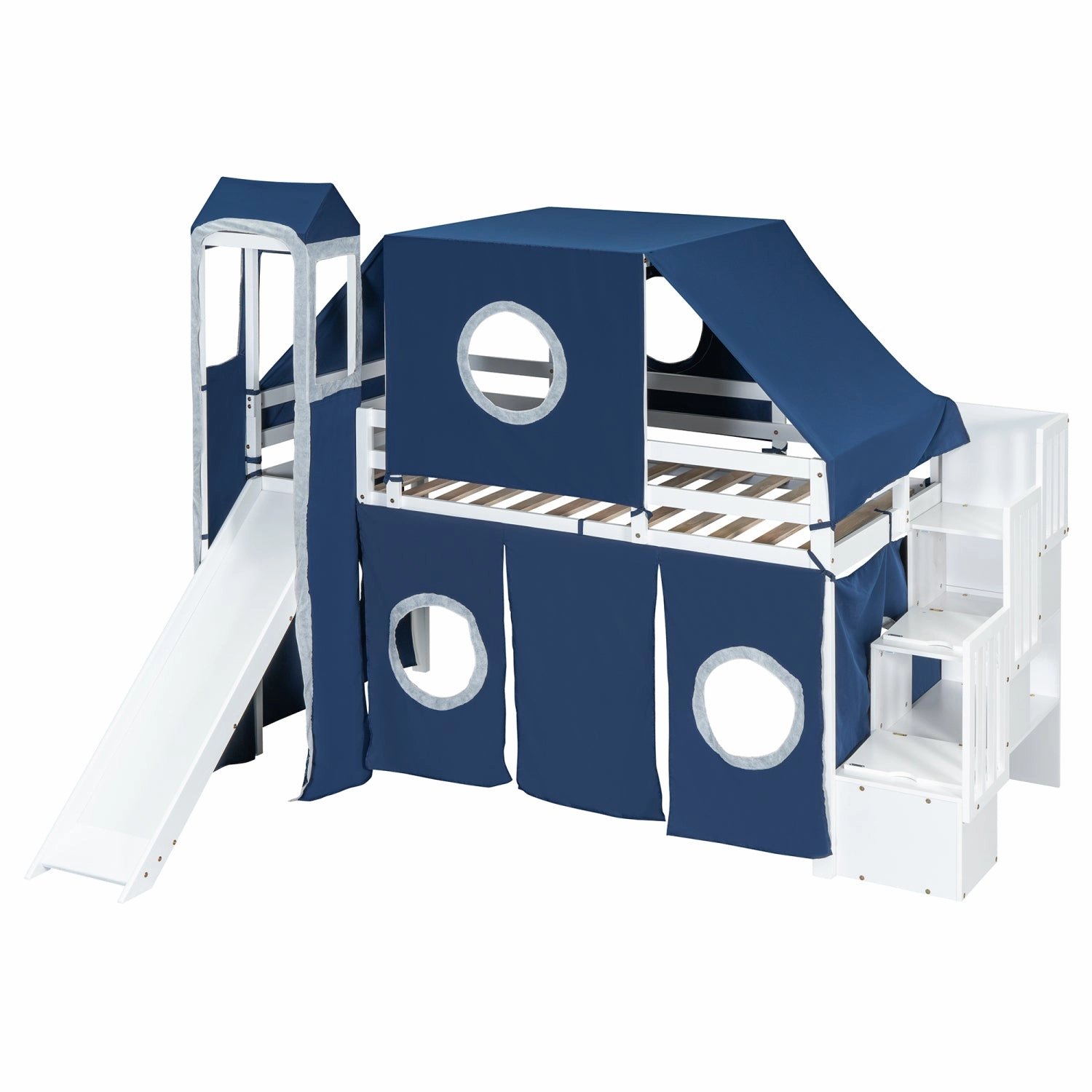 Streamdale Twin Size Loft Bed with Tent and Tower