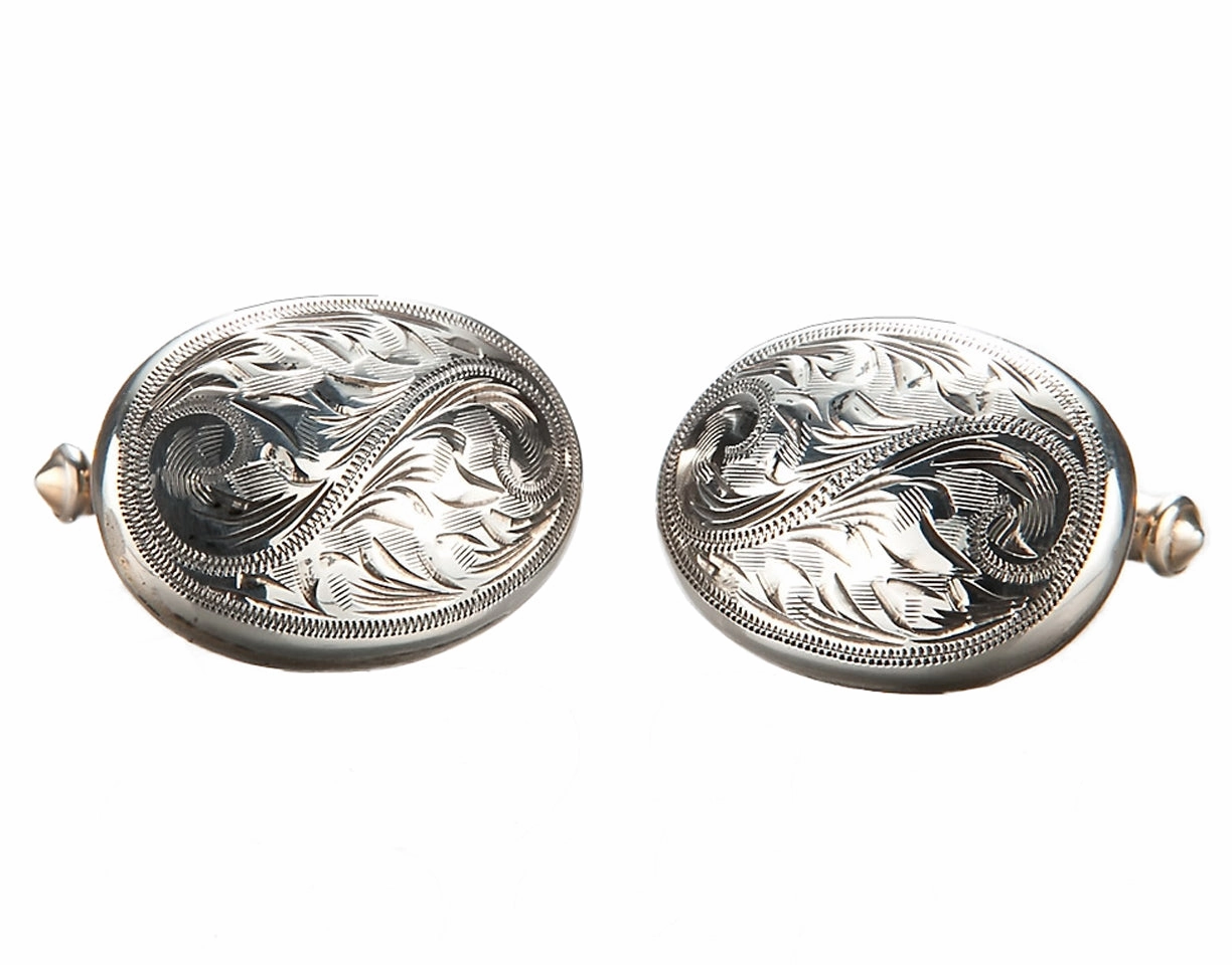 Sunset Trails Engraved Silver Cufflinks