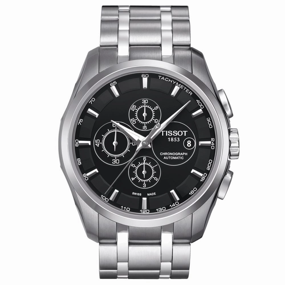Tissot Couturier 43mm Black Dial Automatic Chronograph Gents Watch T0356271105100