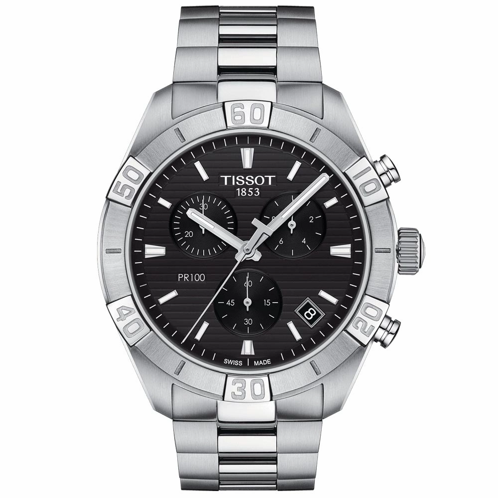 Tissot PR 100 Sport 44mm Black Dial Quartz Chronograph Gents Watch T1016171105100