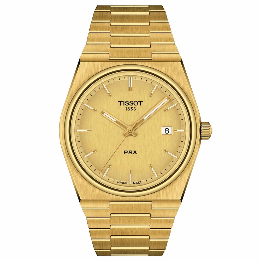 Tissot PRX 40mm Champagne Dial Gold PVD Steel Quartz Gents Watch T1374103302100