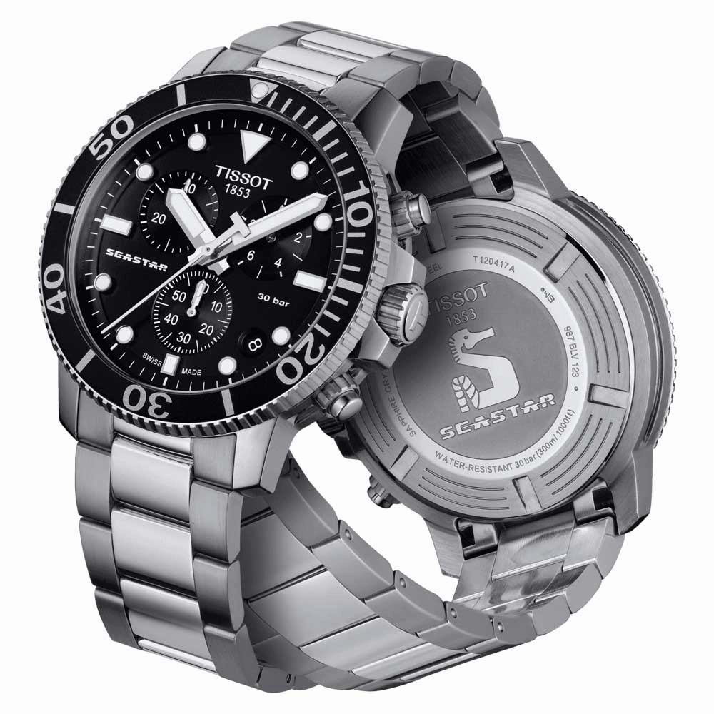 Tissot Seastar 1000 Chronograph 45.5mm Black Dial Quartz Gents Watch T1204171105100