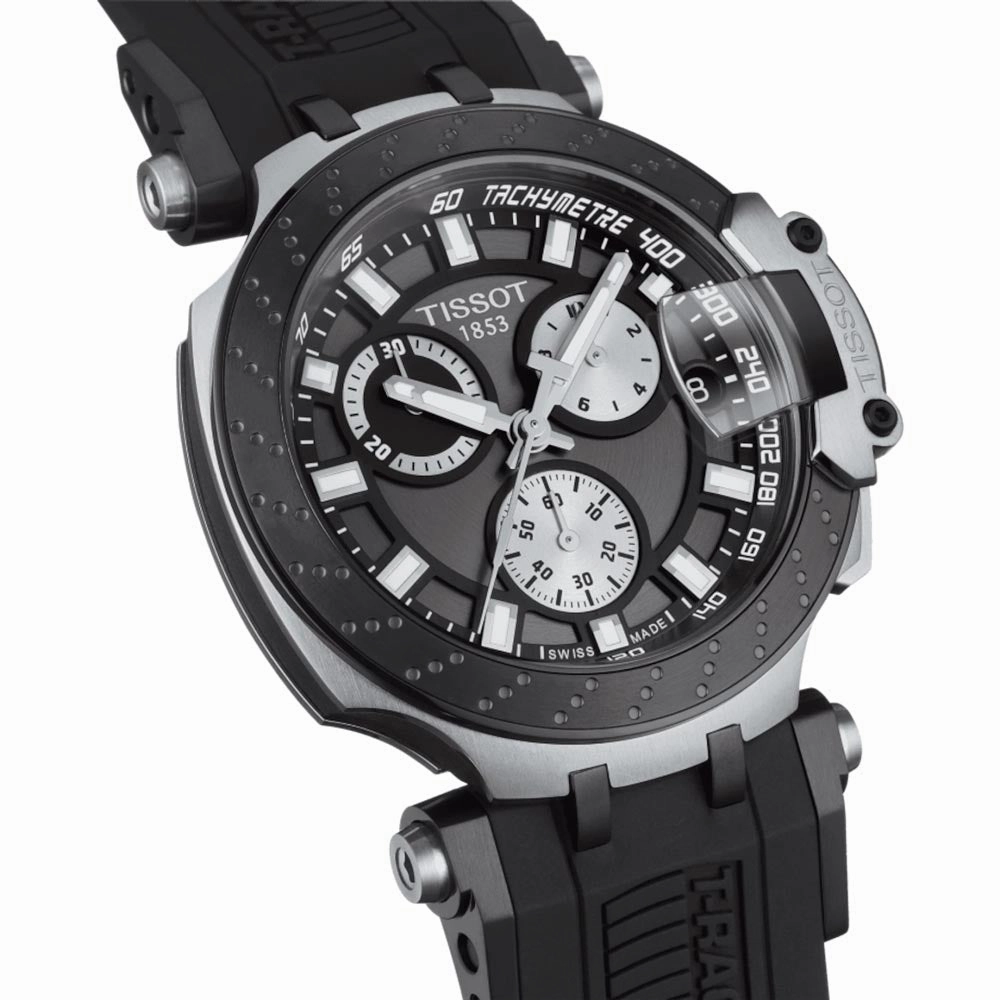 Tissot T-Race Chronograph 43mm Anthracite Dial Black PVD Steel Quartz Gents Watch T1154172706100