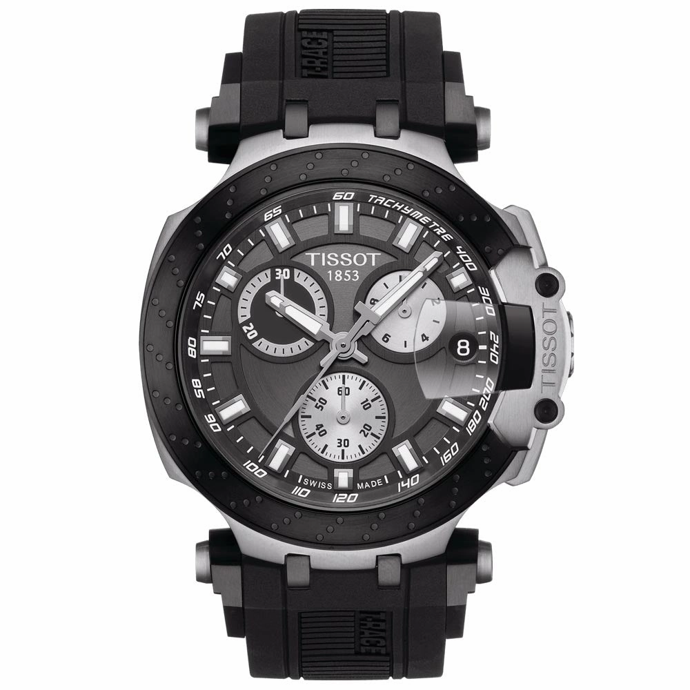 Tissot T-Race Chronograph 43mm Anthracite Dial Black PVD Steel Quartz Gents Watch T1154172706100