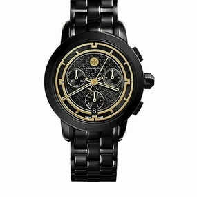 Tory Burch TRB1025 'Tory' Chronograph Bracelet Watch, 37mm - Black/Gold