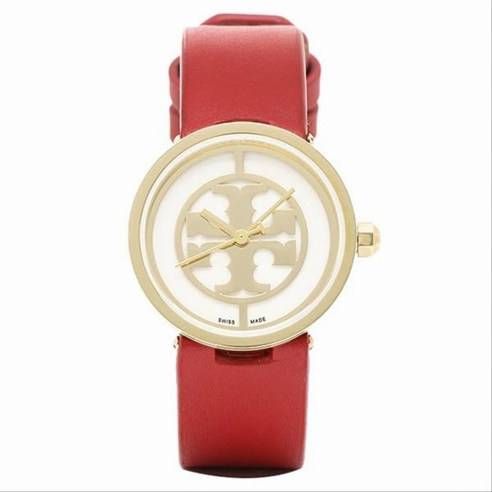TORY BURCH TRB4005 REVA Gold Ivory Quartz Ladies Watch - Red Band