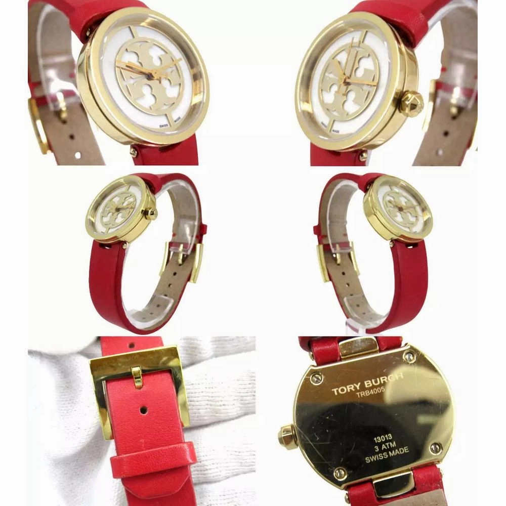 TORY BURCH TRB4005 REVA Gold Ivory Quartz Ladies Watch - Red Band