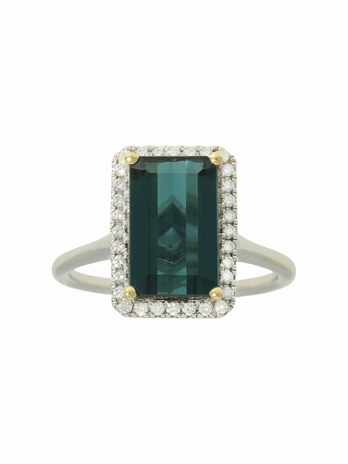 Tourmaline and Diamond Cluster Ring in 18ct Yellow and White Gold