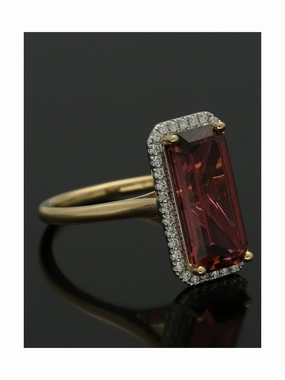 Tourmaline and Diamond Cluster Ring in 18ct Yellow and White Gold