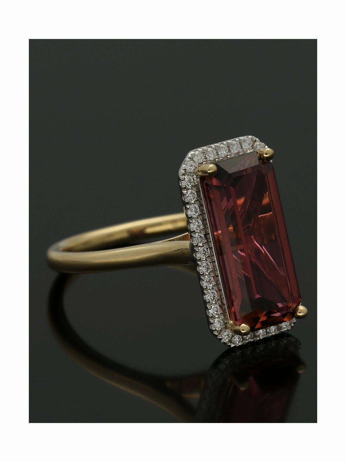 Tourmaline and Diamond Cluster Ring in 18ct Yellow and White Gold