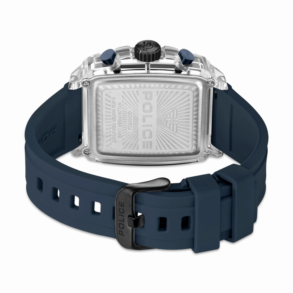 Transparent Case & Blue Dial Watch With Silicone Strap