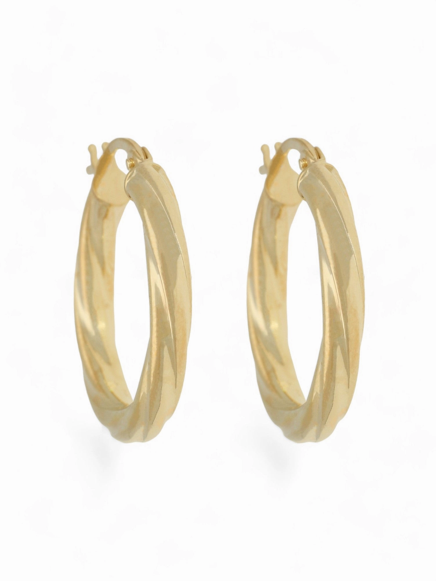 Twist Round 20mm Hoop Earrings in 9ct Yellow Gold