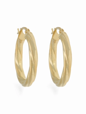 Twist Round 20mm Hoop Earrings in 9ct Yellow Gold