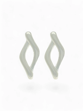 Twisted Wavy Stud Earrings in Silver