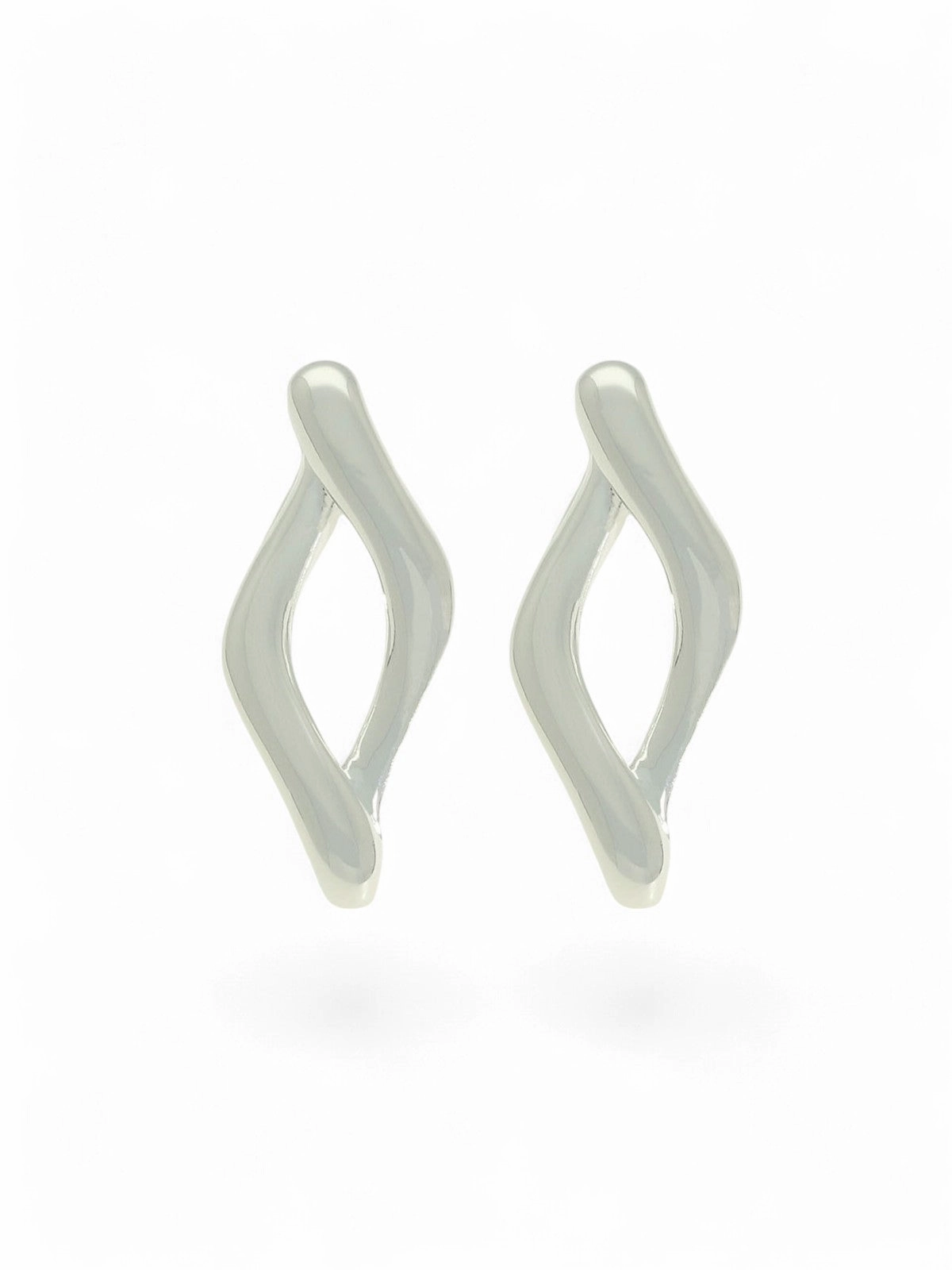 Twisted Wavy Stud Earrings in Silver