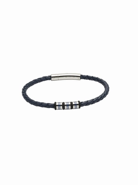 Unique & Co. 19cm Blue Leather Bracelet with Steel Clasp