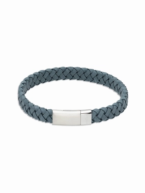 Unique & Co 21cm Antique Blue Leather Bracelet with Steel Clasp