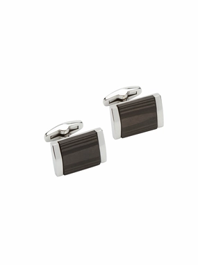Unique & Co. Steel Cufflinks with Carbon Fibre Inlay