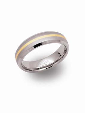 Unique & Co. Titanium and 14ct Yellow Gold Ring - Size 62