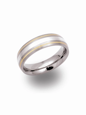 Unique & Co. Titanium, Silver and 14ct Yellow Gold Ring - Size 66