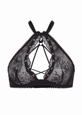 Vallentina High Neck Underwired Bra (Black)