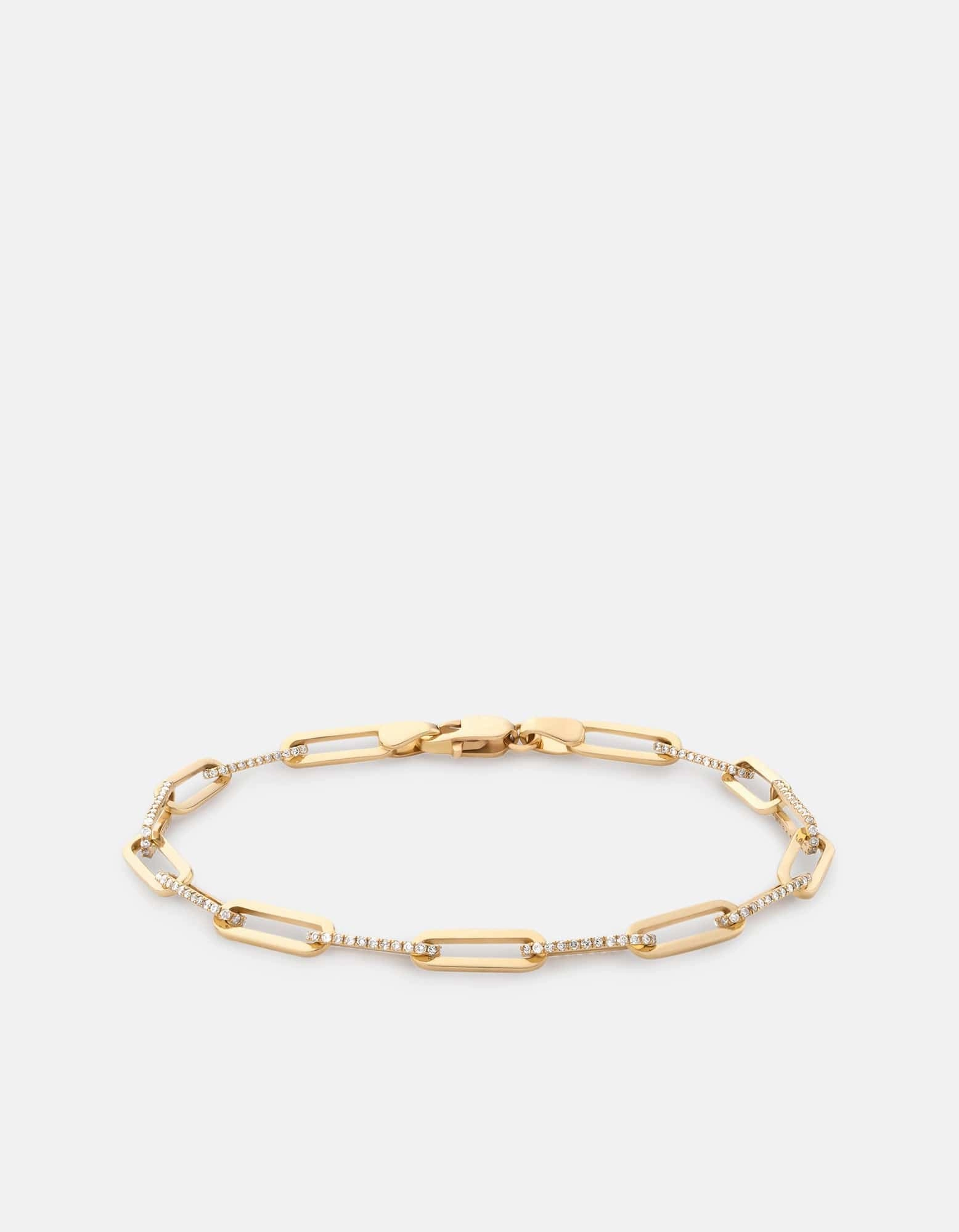 Volt Link Bracelet, 14k Gold Pavé