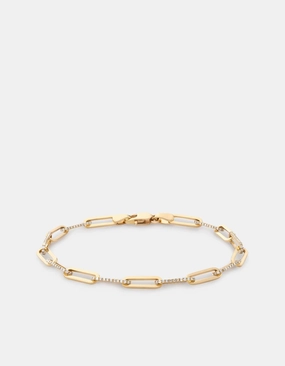 Volt Link Bracelet, 14k Gold Pavé