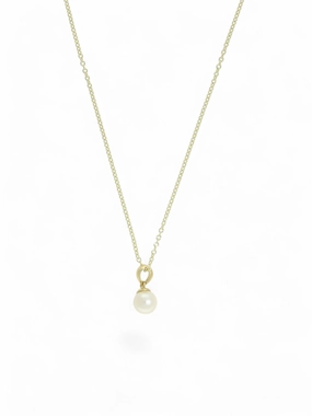 White Cultured Pearl Pendant Necklace 6mm in 9ct Yellow Gold