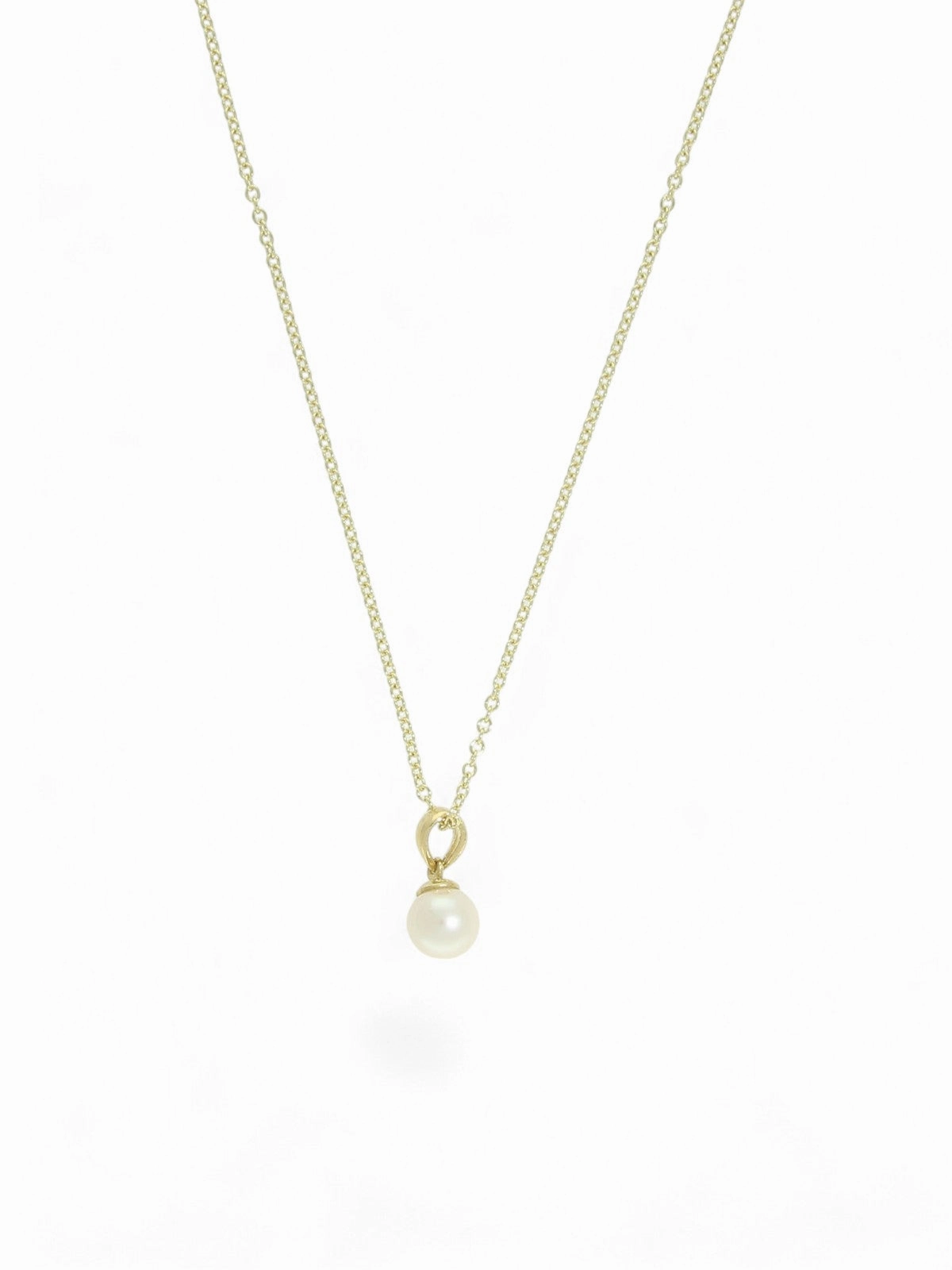White Cultured Pearl Pendant Necklace 6mm in 9ct Yellow Gold